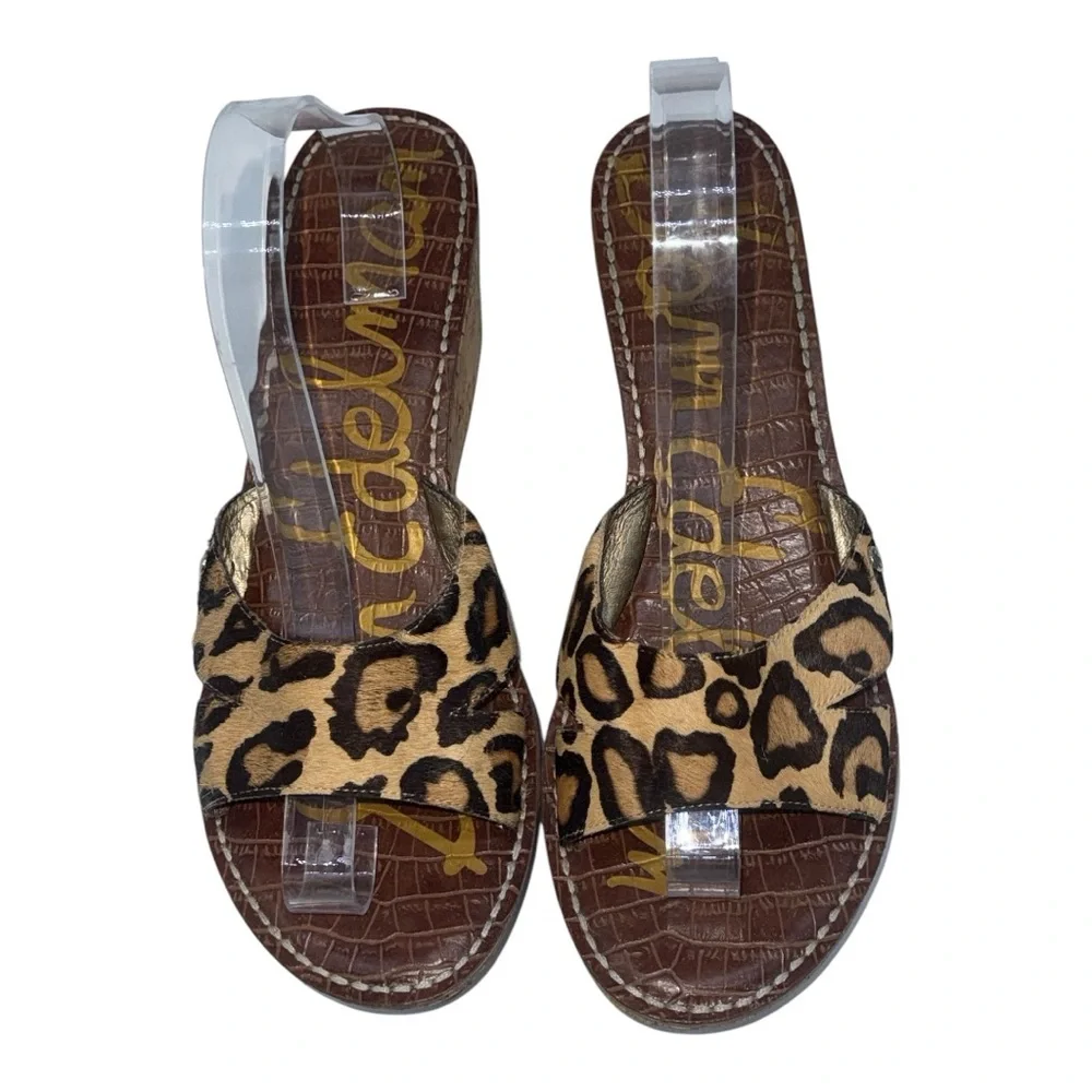 4056. Sam Edelman‎ Women's Leopard Print Cork Wedge Sandals Size 10
